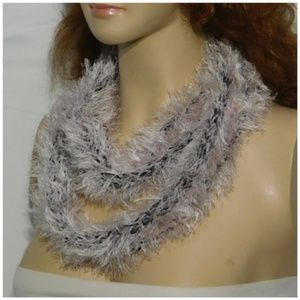 Scarf, circle, multiple wrap around styles. Knit,